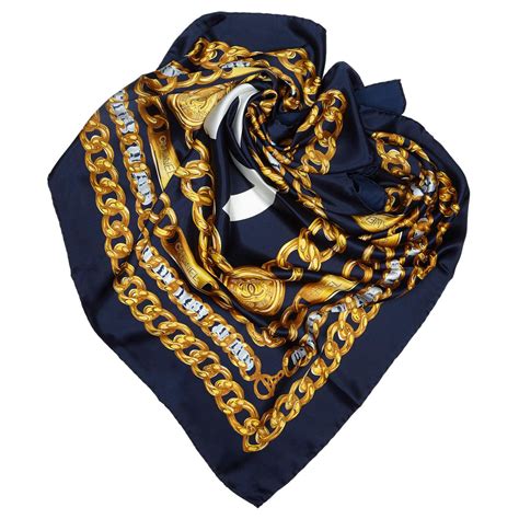 chanel navy and light blue scarf wrap|Chanel scarves.